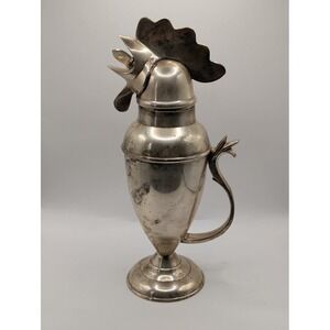 Restoration Hardware Rooster Head Silverplate Cocktail Shaker Vintage
